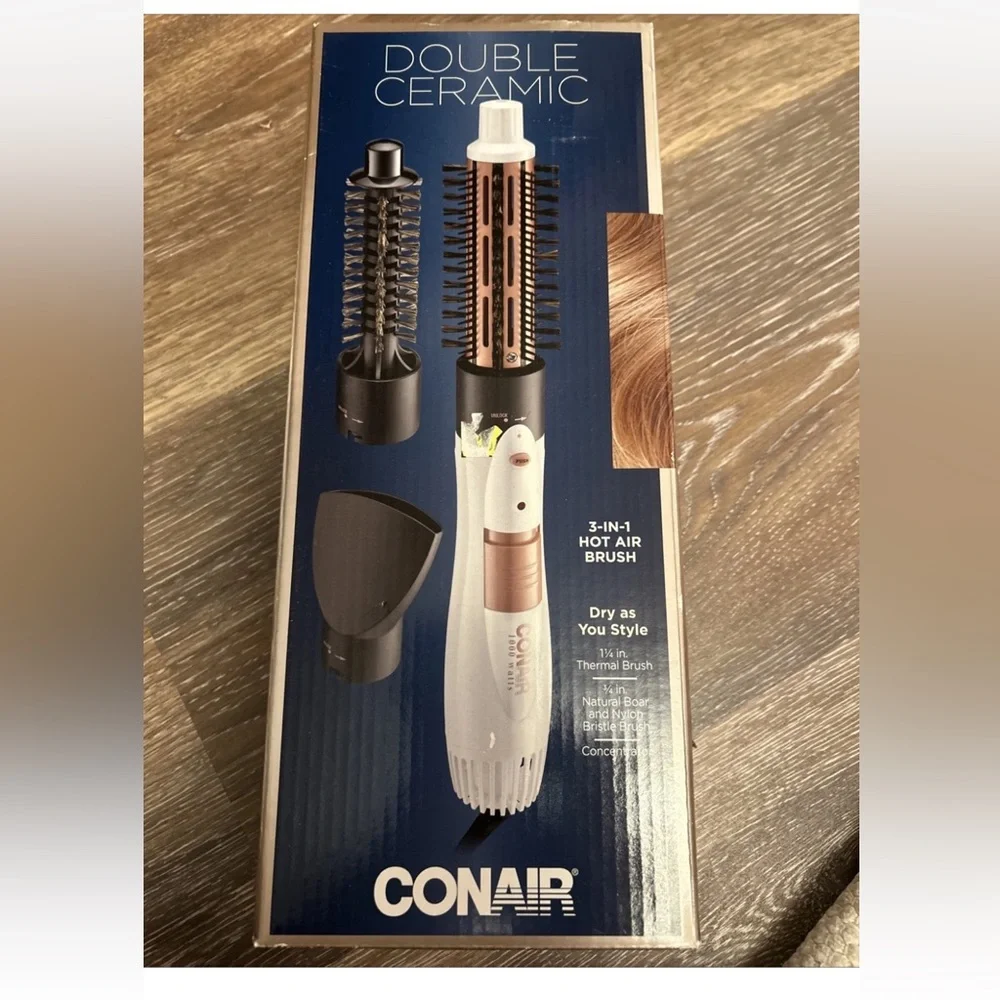 CONAIR Double Ceramic 3-in-1 Hot Air Brush, Dry as You Style - Picture 1 of 2